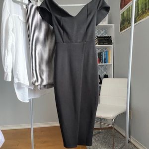 Off-shoulder wrap evening dress